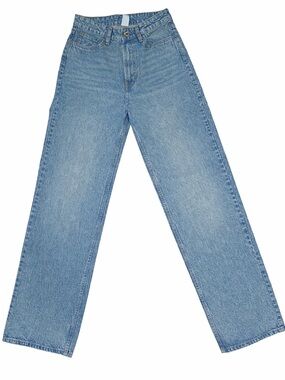 H&M Light Blue Ultra High-Rise Wide Straight Leg Jeans